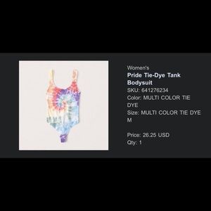 Abercrombie & Fitch pride tie dye bodysuit